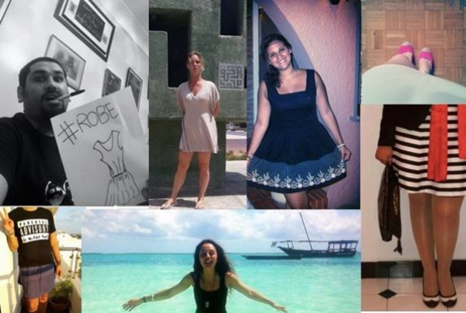 Fas'taki yasaklara karşı kadınlar sosyal medyadan çeşitli kıyafetlerle destek verdi.
